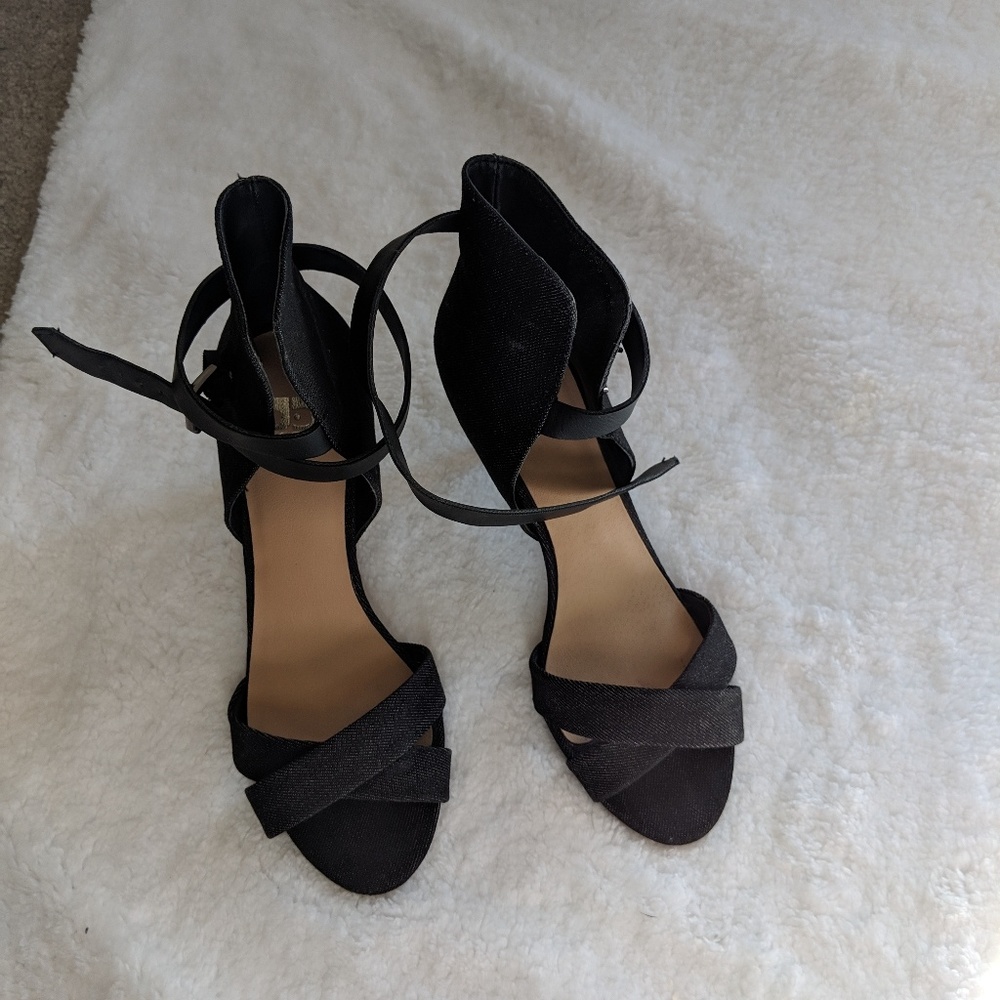Black jean kitten heels